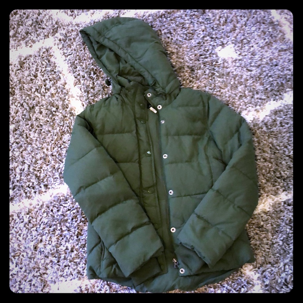 J. Crew Puffer Coat Green Size XS